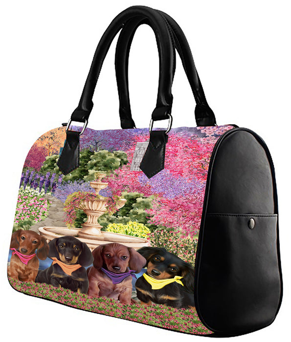 Floral Park Dachshund Dog Boston Handbag