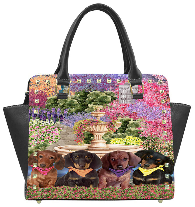 Floral Park Dachshund Dog Boston Handbag