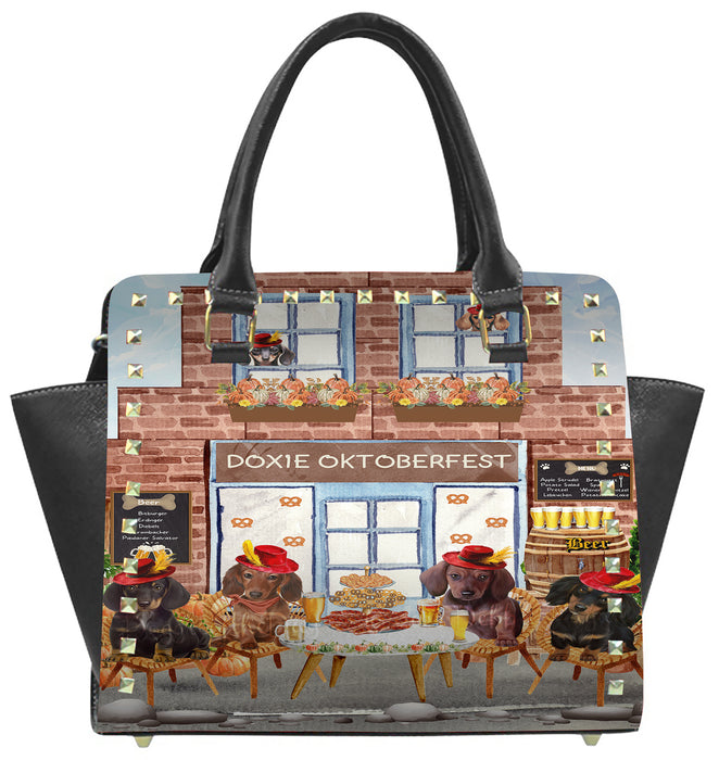 Doxie Oktoberfest Beer Dachshund Dogs on Rivet Shoulder Bag