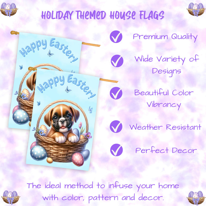 Boxer Puppy Easter House Flag 28 x 40 Double Sided Spring Yard Decor