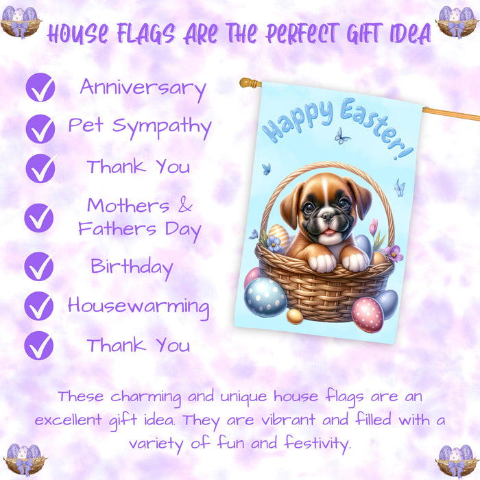 Boxer Puppy Easter House Flag 28 x 40 Double Sided Spring Yard Decor