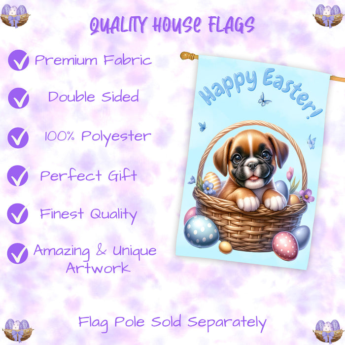 Boxer Puppy Easter House Flag 28 x 40 Double Sided Spring Yard Decor