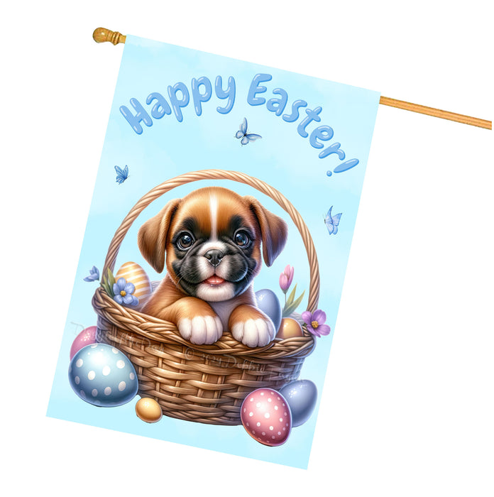 Boxer Puppy Easter House Flag 28 x 40 Double Sided Spring Yard Decor