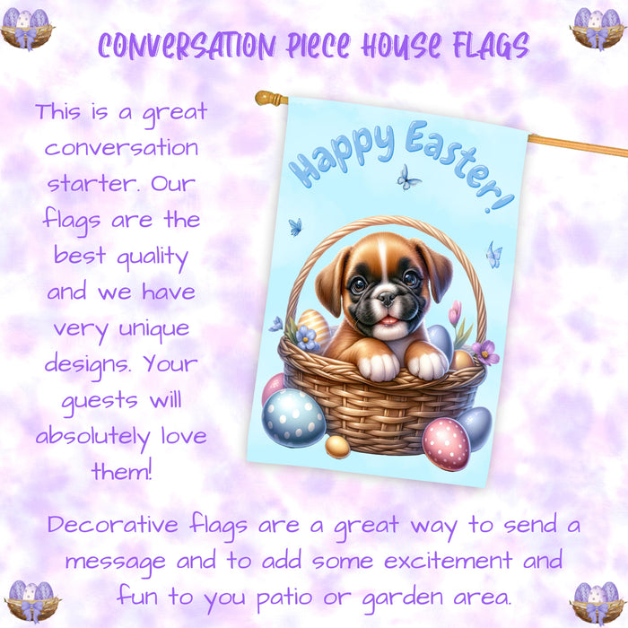 Boxer Puppy Easter House Flag 28 x 40 Double Sided Spring Yard Decor