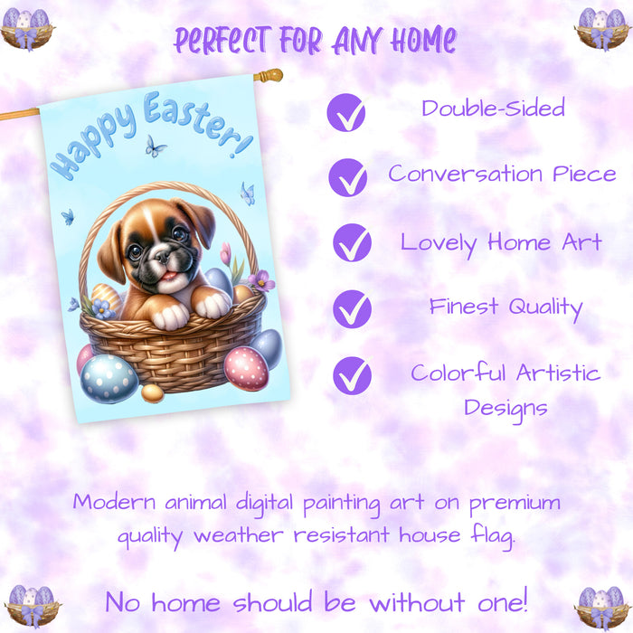 Boxer Puppy Easter House Flag 28 x 40 Double Sided Spring Yard Decor