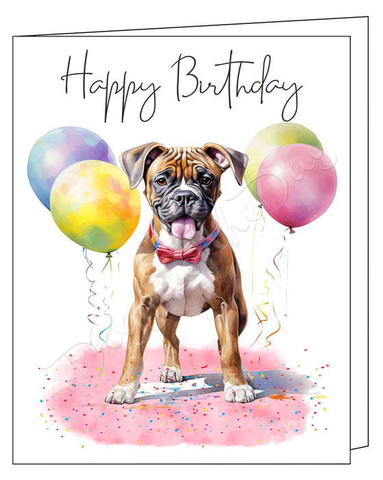 Happy Birthday Greeting Cards Boxer - Cute Note Cards for Dog Lovers - Blank Inside Envelope Included, GCHB00060