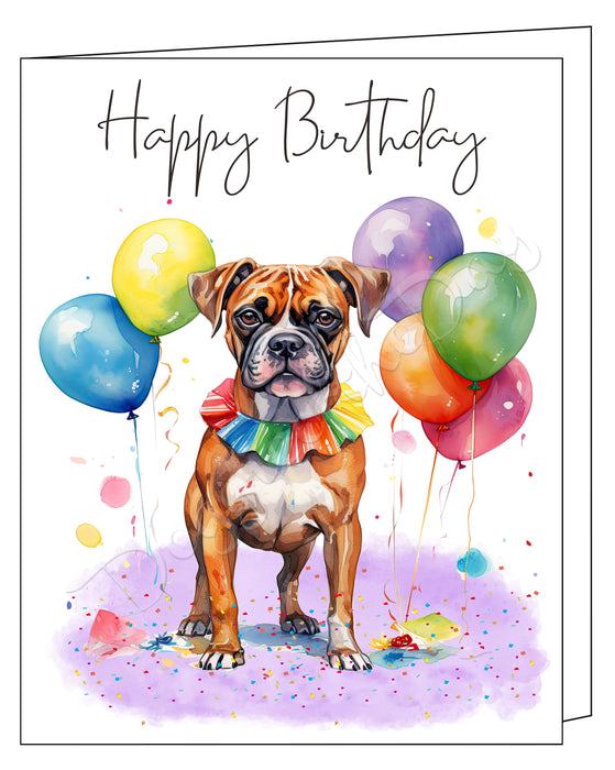 Happy Birthday Greeting Cards Boxer - Cute Note Cards for Dog Lovers - Blank Inside Envelope Included, GCHB00061