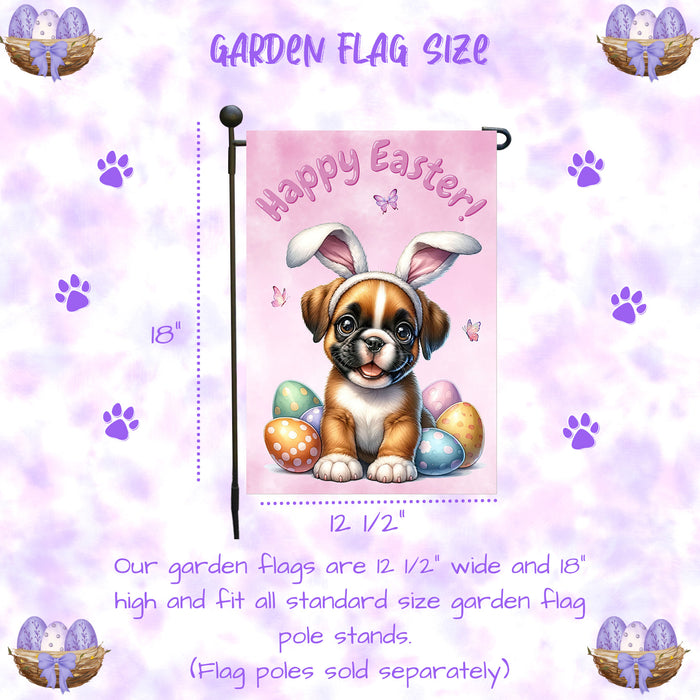 Boxer Dog Farmhouse Easter Garden Flag Puppy Bunny Ears Eggs Porch Yard Décor 12x18 Inch Single Side and Double Sided