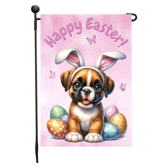 Boxer Dog Farmhouse Easter Garden Flag Puppy Bunny Ears Eggs Porch Yard Décor 12x18 Inch Single Side and Double Sided