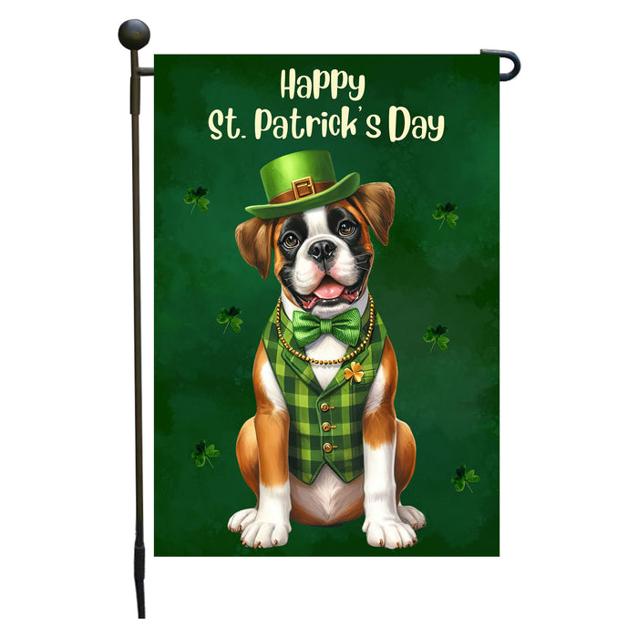 Boxer St. Patrick's Day Irish Dog Garden Flag, Paddy's Day Party Decor, Green Design, Pet Gift, Double Sided, Irish Doggy Delight