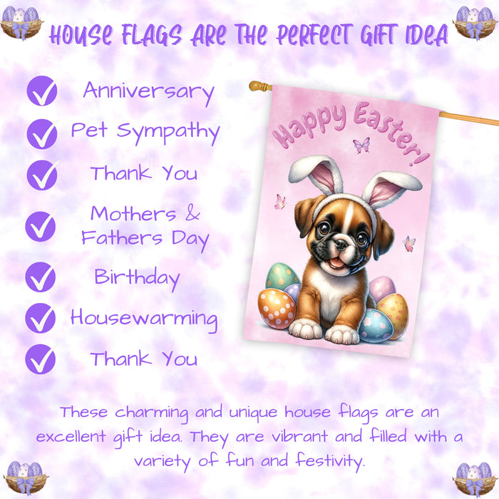 Boxer Dog Easter House Flag 28 x 40 Double Sided Spring Yard Garden Decor