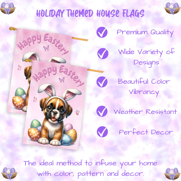 Boxer Dog Easter House Flag 28 x 40 Double Sided Spring Yard Garden Decor