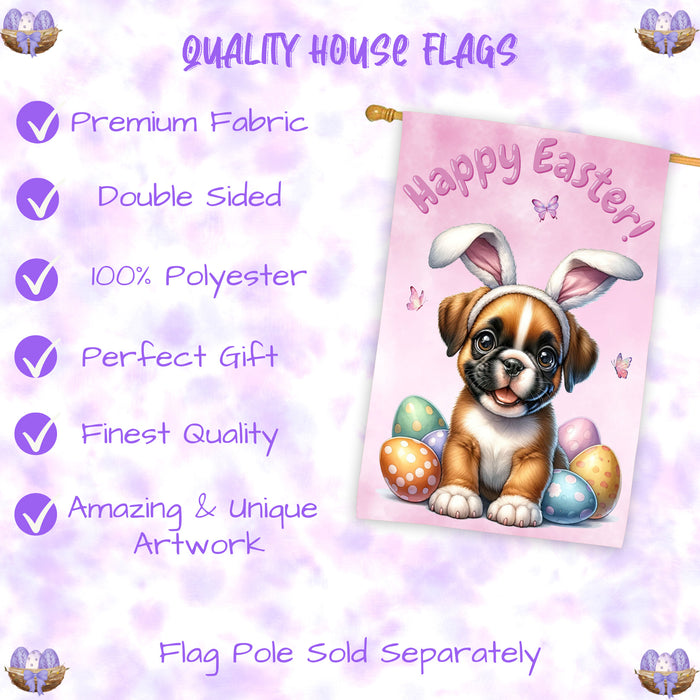 Boxer Dog Easter House Flag 28 x 40 Double Sided Spring Yard Garden Decor