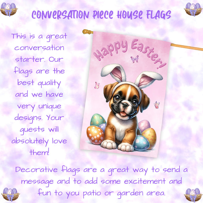 Boxer Dog Easter House Flag 28 x 40 Double Sided Spring Yard Garden Decor