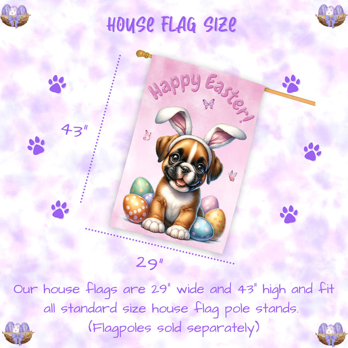 Boxer Dog Easter House Flag 28 x 40 Double Sided Spring Yard Garden Decor