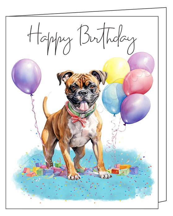 Happy Birthday Greeting Cards Boxer - Cute Note Cards for Dog Lovers - Blank Inside Envelope Included, GCHB00062