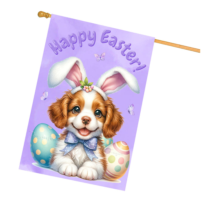 Brittany Spaniel Puppy Easter House Flag 28 x 40 Double Sided Spring Yard Decor