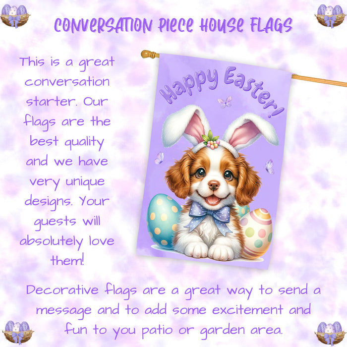 Brittany Spaniel Puppy Easter House Flag 28 x 40 Double Sided Spring Yard Decor