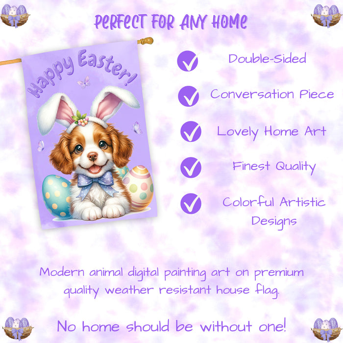 Brittany Spaniel Puppy Easter House Flag 28 x 40 Double Sided Spring Yard Decor