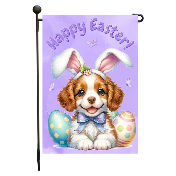 Brittany Spaniel Dog Easter Spring Garden Flag Cute Dog Eggs Lawn Outdoor Décor 12x18 Inch Single Side and Double Sided