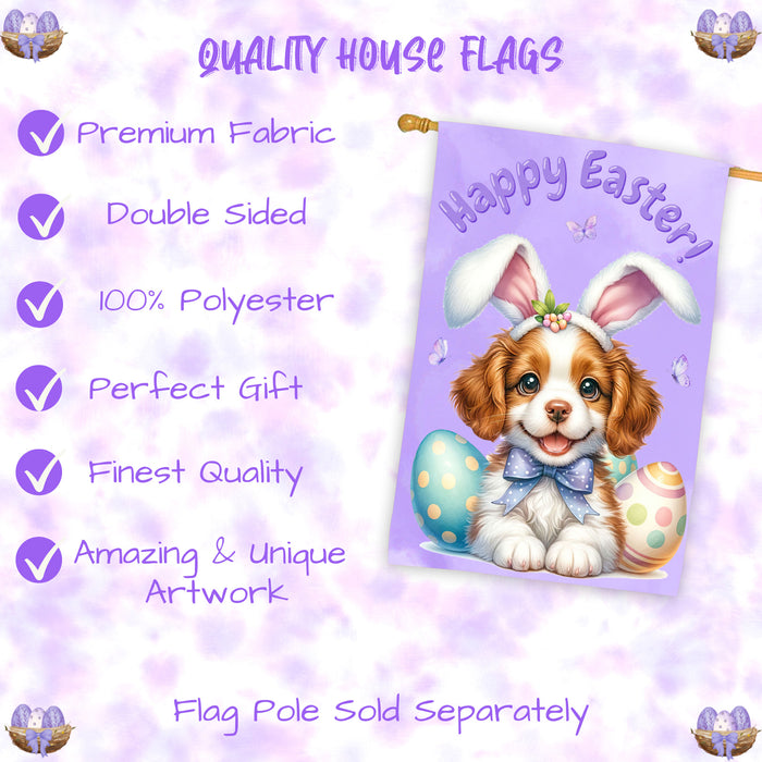Brittany Spaniel Puppy Easter House Flag 28 x 40 Double Sided Spring Yard Decor
