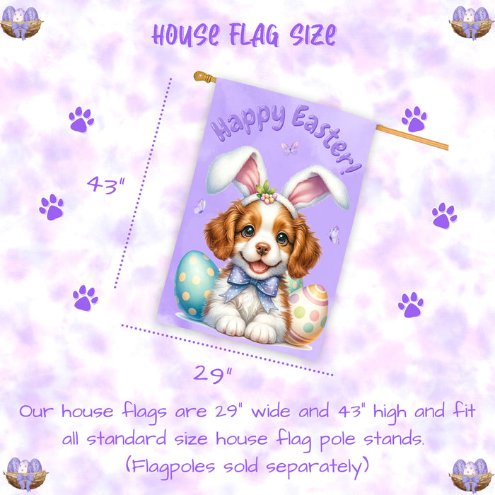 Brittany Spaniel Puppy Easter House Flag 28 x 40 Double Sided Spring Yard Decor