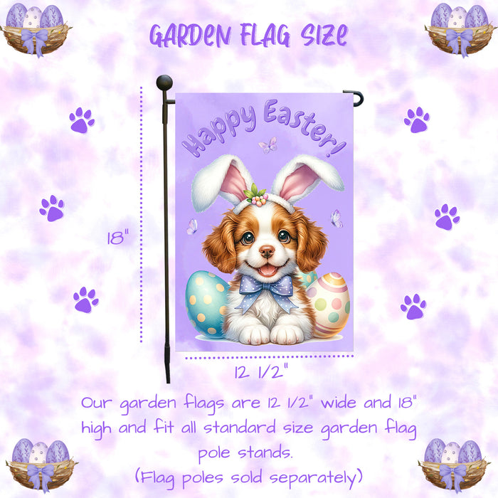 Brittany Spaniel Dog Easter Spring Garden Flag Cute Dog Eggs Lawn Outdoor Décor 12x18 Inch Single Side and Double Sided