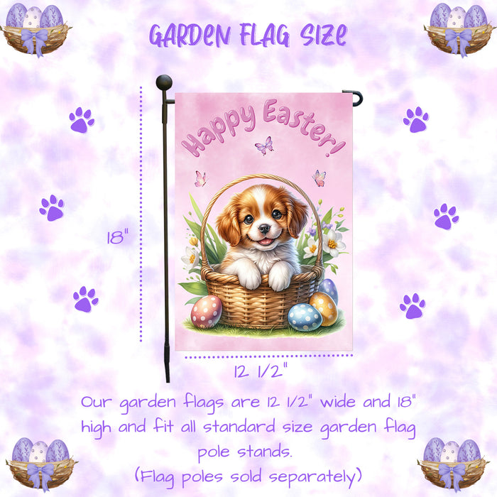 Brittany Spaniel Easter Gift Garden Flag Puppy Eggs Spring Yard Outdoor Décor 12x18 Inch Single Side and Double Sided