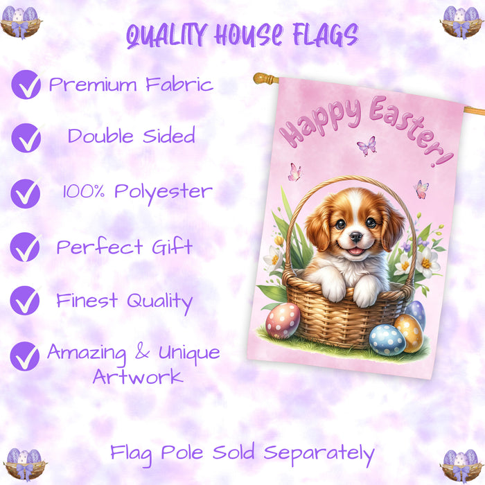 Brittany Spaniel Dog Easter House Flag 28 x 40 Double Sided Spring Yard Decor