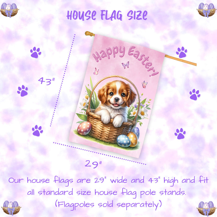 Brittany Spaniel Dog Easter House Flag 28 x 40 Double Sided Spring Yard Decor