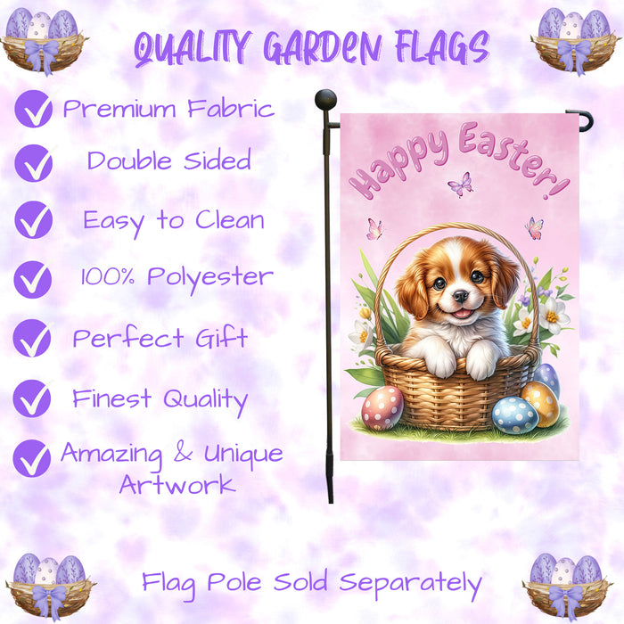 Brittany Spaniel Easter Gift Garden Flag Puppy Eggs Spring Yard Outdoor Décor 12x18 Inch Single Side and Double Sided