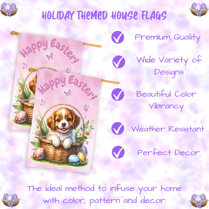 Brittany Spaniel Dog Easter House Flag 28 x 40 Double Sided Spring Yard Decor