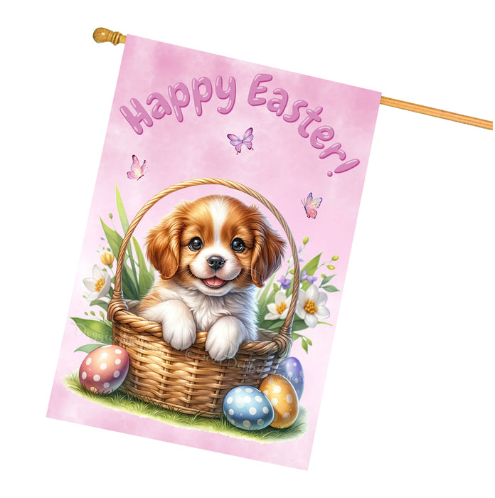 Brittany Spaniel Dog Easter House Flag 28 x 40 Double Sided Spring Yard Decor
