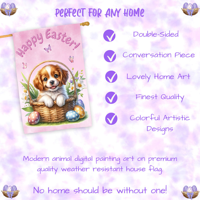 Brittany Spaniel Dog Easter House Flag 28 x 40 Double Sided Spring Yard Decor