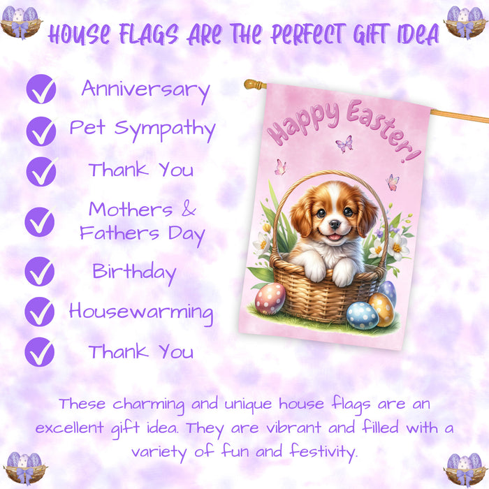 Brittany Spaniel Dog Easter House Flag 28 x 40 Double Sided Spring Yard Decor