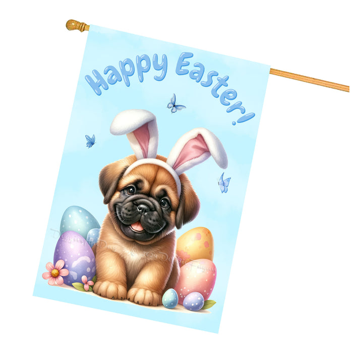 Bullmastiff Puppy Easter House Flag 28 x 40 Double Sided Spring Yard Decor