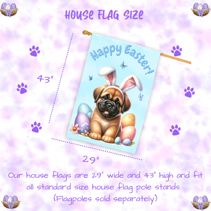 Bullmastiff Puppy Easter House Flag 28 x 40 Double Sided Spring Yard Decor