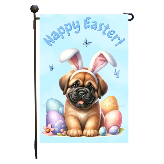 Bullmastiff Easter Porch Garden Flag Dog Bunny Ears Eggs Spring Outdoor Décor 12x18 Inch Single Side and Double Sided