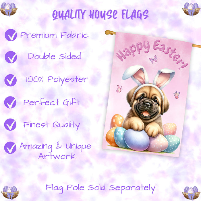 Bullmastiff Puppy Easter House Flag 28 x 40 Double Sided Spring Outdoor Yard Decor