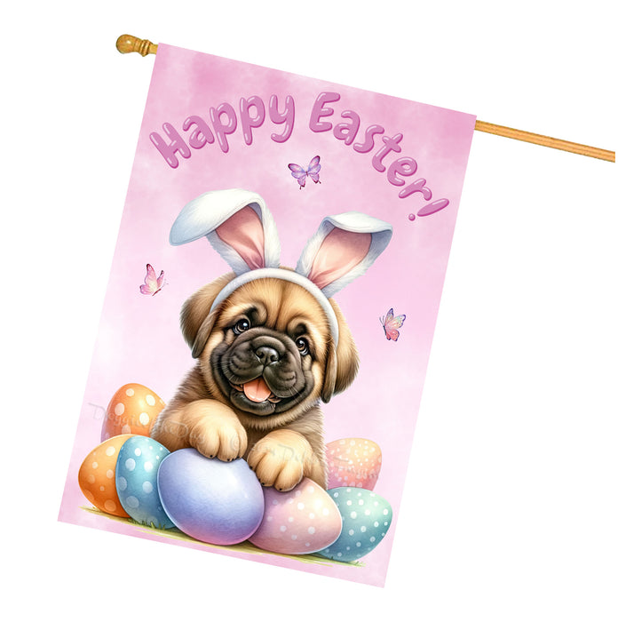 Bullmastiff Puppy Easter House Flag 28 x 40 Double Sided Spring Outdoor Yard Decor