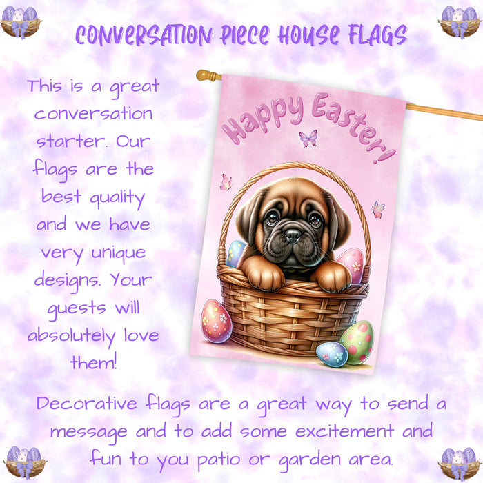 Bullmastiff Dog Easter House Flag 28 x 40 Double Sided Spring Yard Garden Decor
