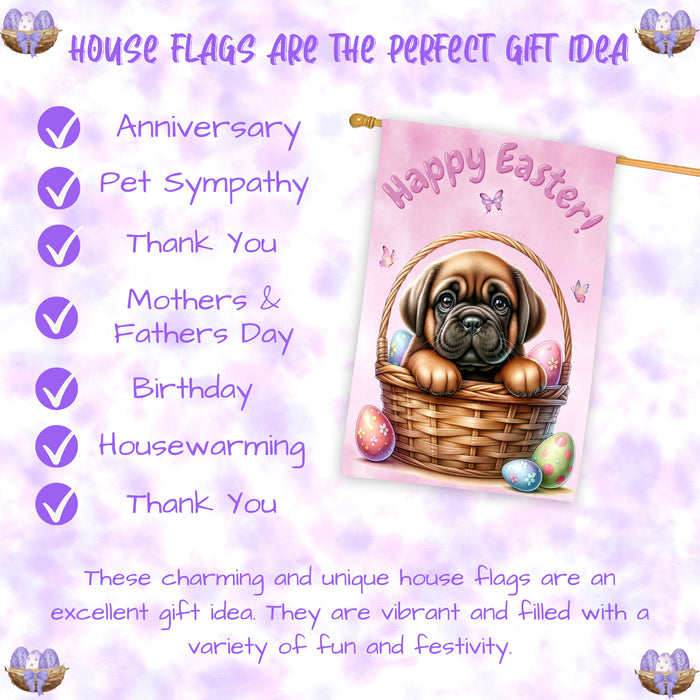 Bullmastiff Dog Easter House Flag 28 x 40 Double Sided Spring Yard Garden Decor