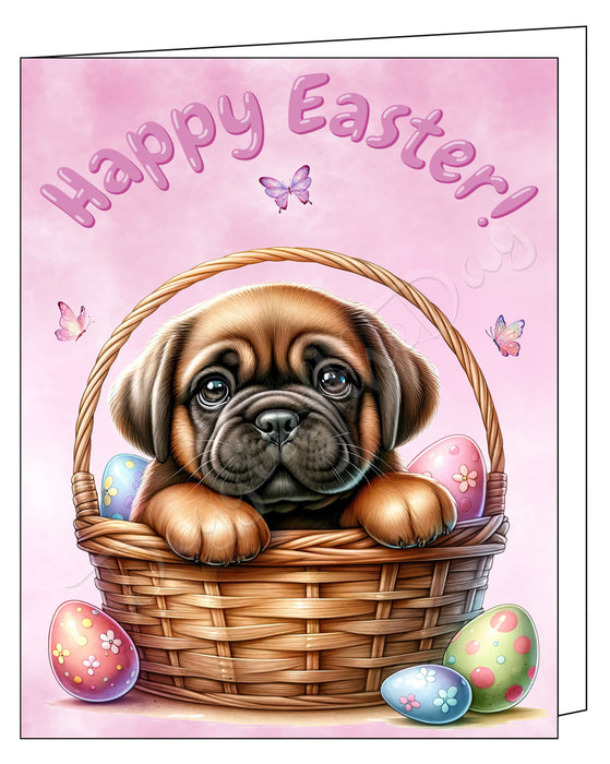 Happy Easter Bull Mastiff Greeting Cards, Spring Holiday Notecards Blank Inside Envelopes Included, Unique Easter Egg Cards for Dog Lovers
