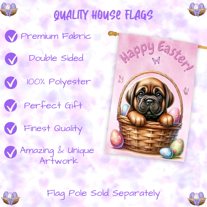 Bullmastiff Dog Easter House Flag 28 x 40 Double Sided Spring Yard Garden Decor
