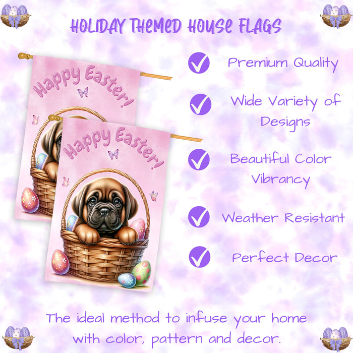 Bullmastiff Dog Easter House Flag 28 x 40 Double Sided Spring Yard Garden Decor