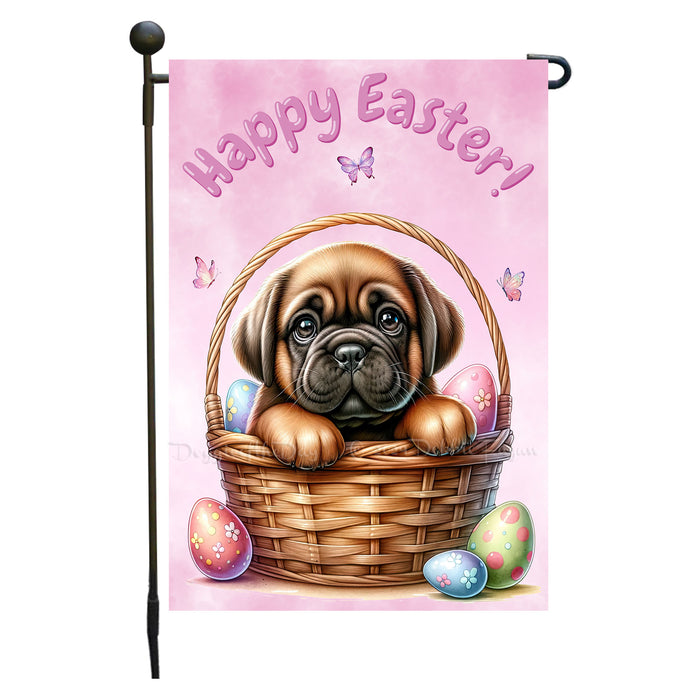 Bullmastiff Easter Gift Garden Flag Cute Puppy Eggs Spring Yard Outdoor Décor 12x18 Inch Single Side and Double Sided