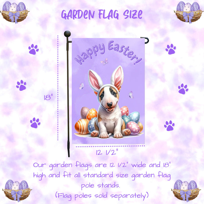 Bull Terrier Dog Spring Easter Garden Flag Puppy Eggs Outdoor Yard Porch Décor 12x18 Inch Single Side and Double Sided