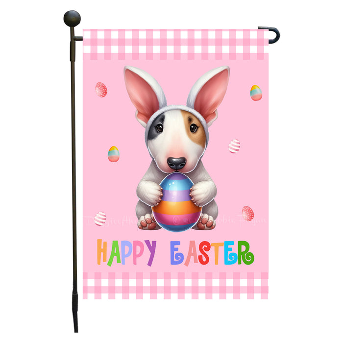 Bull Terrier Dog Easter Day Garden Flags for Outdoor Decorations - Double Sided Yard Lawn Easter Festival Decorative Gift - Holiday Dogs Flag Decor 12 1/2"w x 18"h