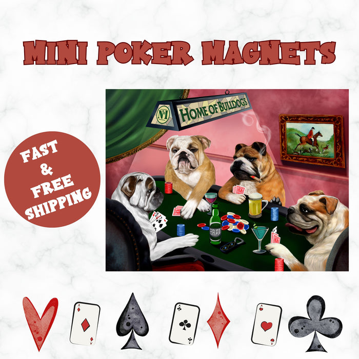 Home Of Bulldogs 4 Dogs Playing Poker Magnet Mini (3.5" x 2")