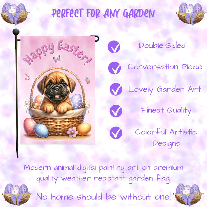 Bullmastiff Dog Easter Gift Garden Flag Puppy Eggs Spring Outdoor Lawn Décor 12x18 Inch Single Side and Double Sided